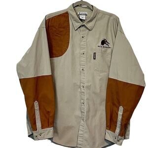 Columbia Men's XL Khaki Long Sleeve Button-Up Hunting Shirt‎